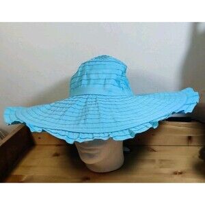 SCALA PRONTO Turquoise Blue Packable Shapeable Cruise Sun Hat w/ Wide Brim NWT!